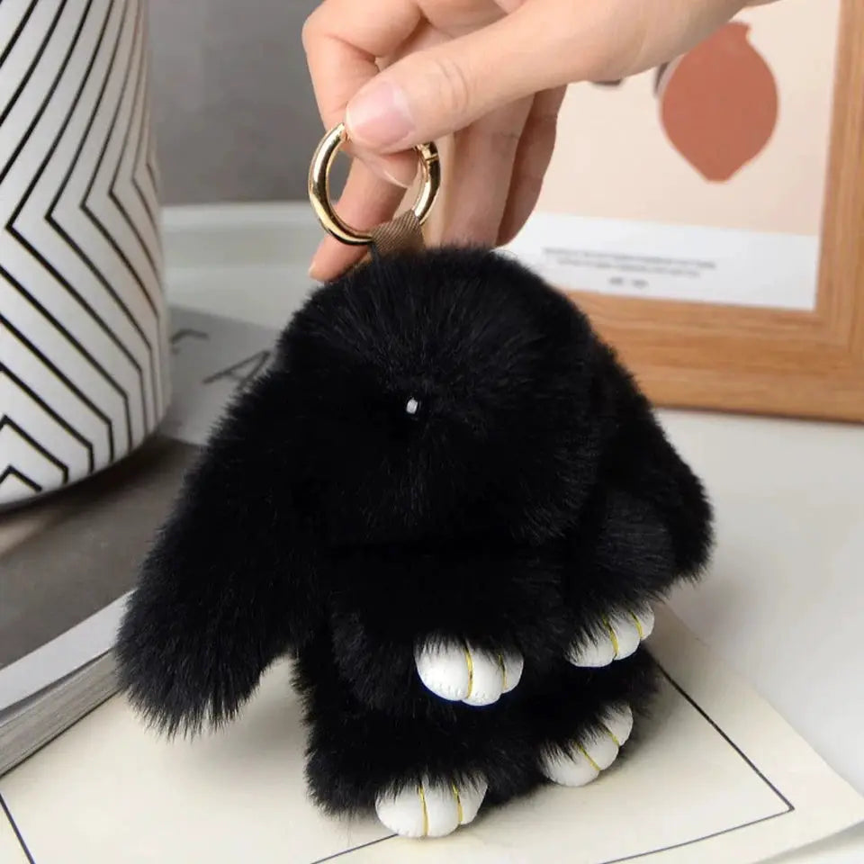 15cm Women's Rabbit Fur Keychain Bag Charm Car Pendant Jewelry Decoration Fashion Accessory
