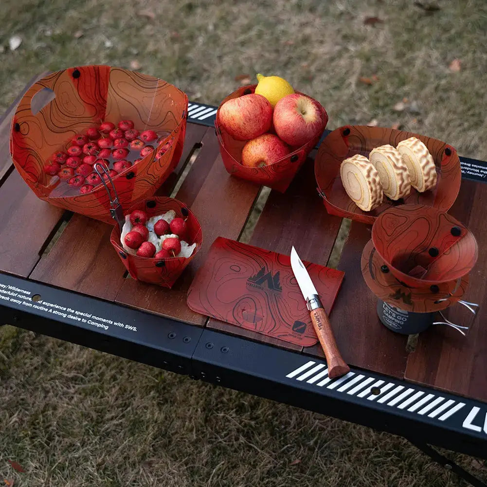Outdoor Lightweight Folding Tableware Set Bowls Plates Cups Coffee Filter Funnel Heatproof Food Grade Easy To Clean