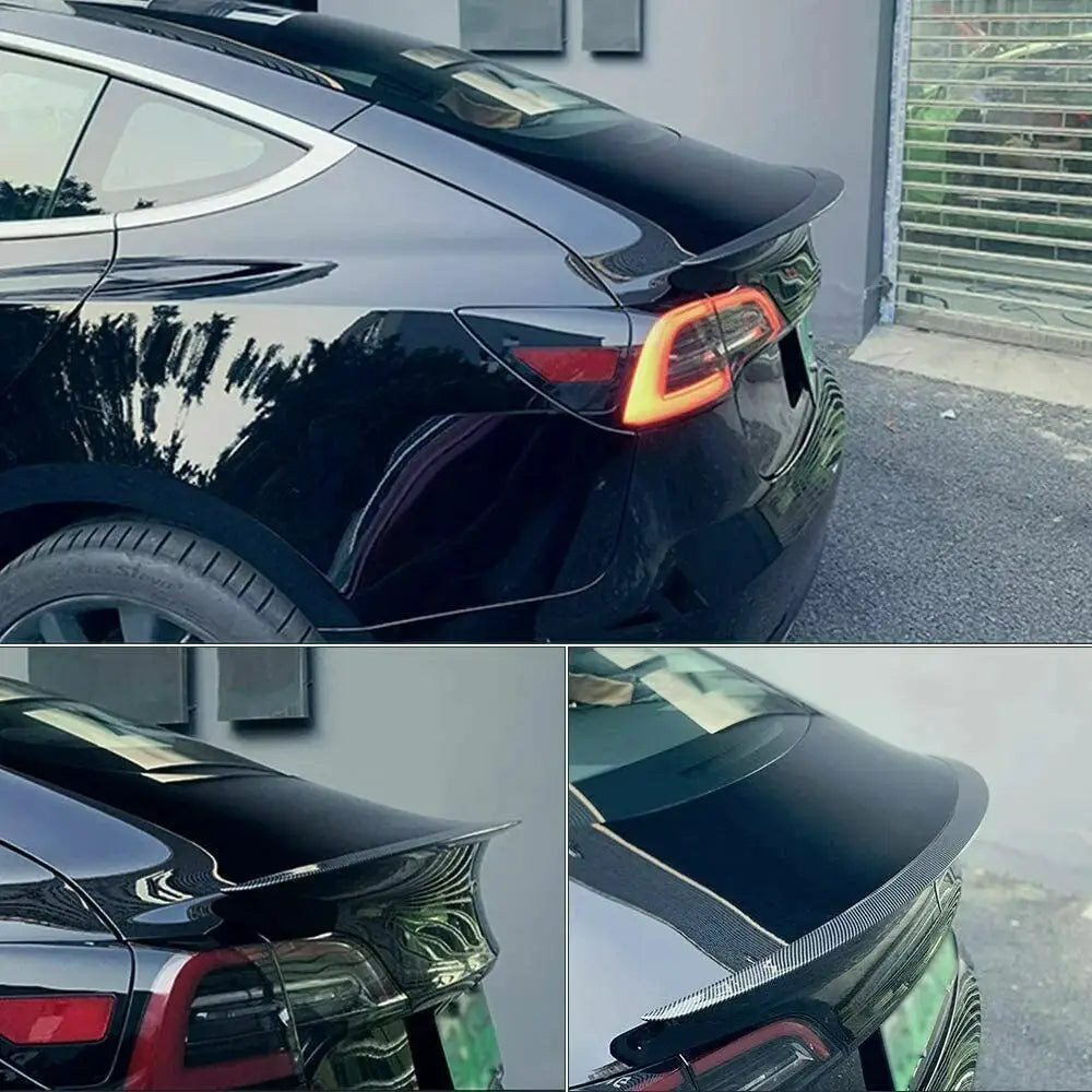 Simples Market rear spoiler wing for Tesla Model 3/Y in gloss black carbon-fiber look