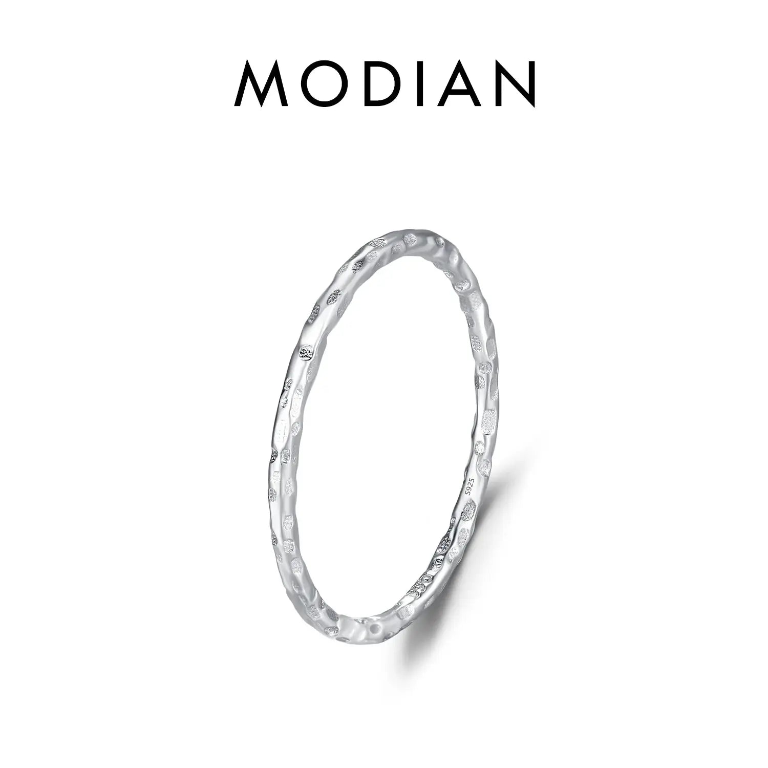 MODIAN 925 Sterling Silver Stackable Ring For Women Simple Fashion Wave Geometric Exquisite Jewelry