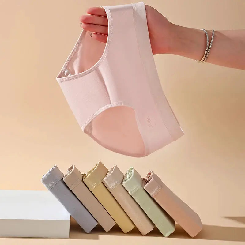 Simples Market 7-piece cotton women's panties set in assorted pastel colors, breathable briefs