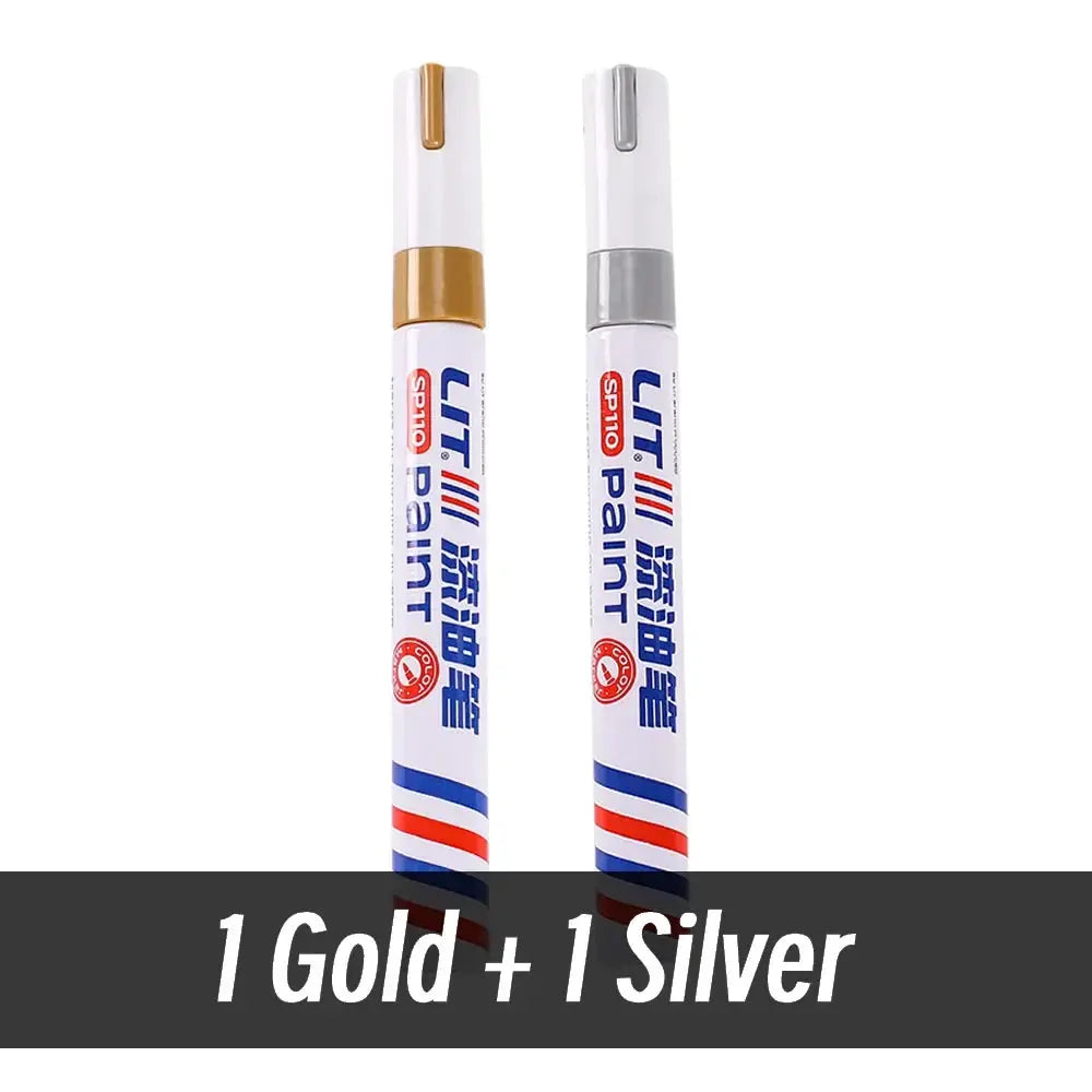 3mm paint markers 2-pack in gold and silver by Simples Market for metal, rubber, fabric