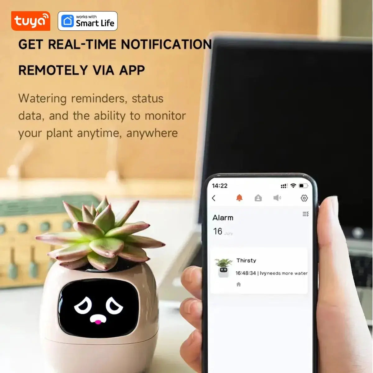 Tuya Gen 1 Ivy Smart Planter With 49 Rich Expressions, 7 Smart Sensors, AI Chips For Easy And Fun Plant Care