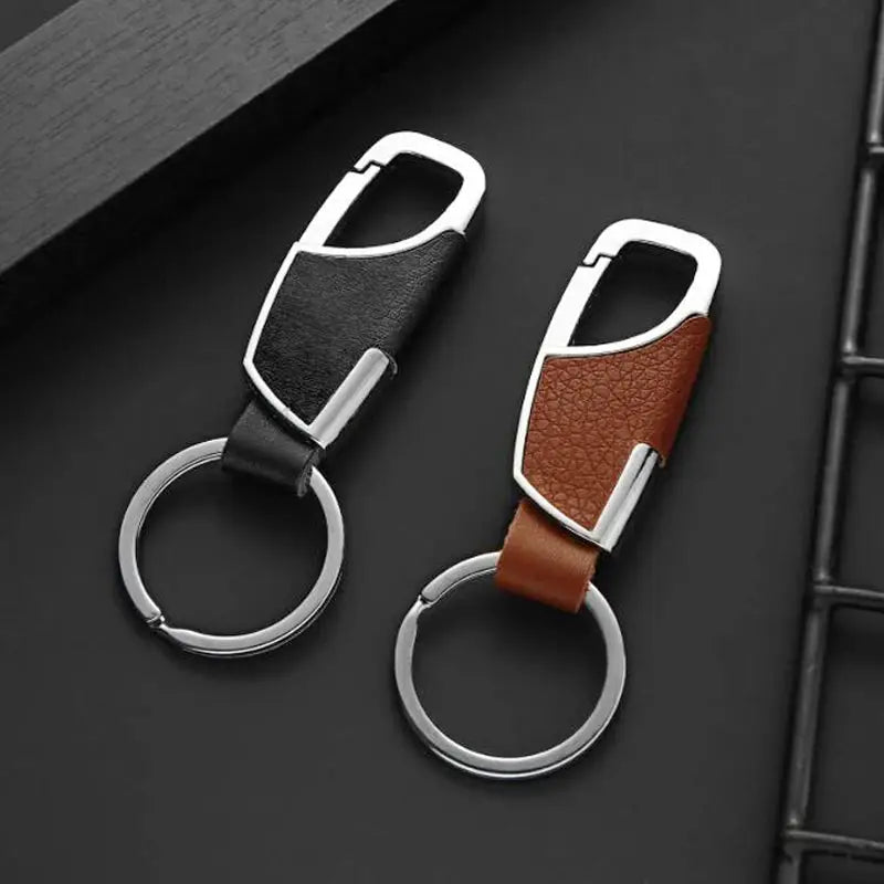 Leather Keychain For Men And Women, Silver Plated Metal Key Ring With O Ring Buckle, Heart Shaped Gift