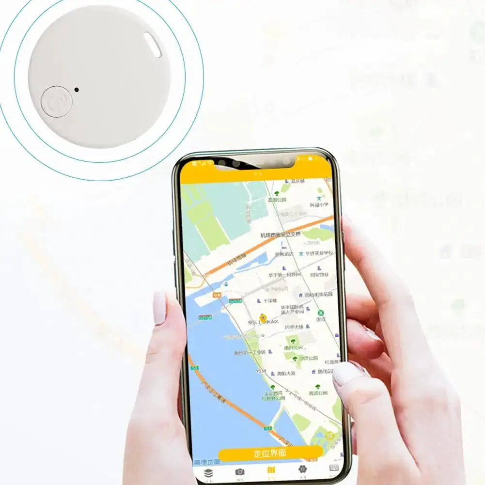 Round white GPS Bluetooth 5.0 anti-lost tracker for pets (dog/cat)