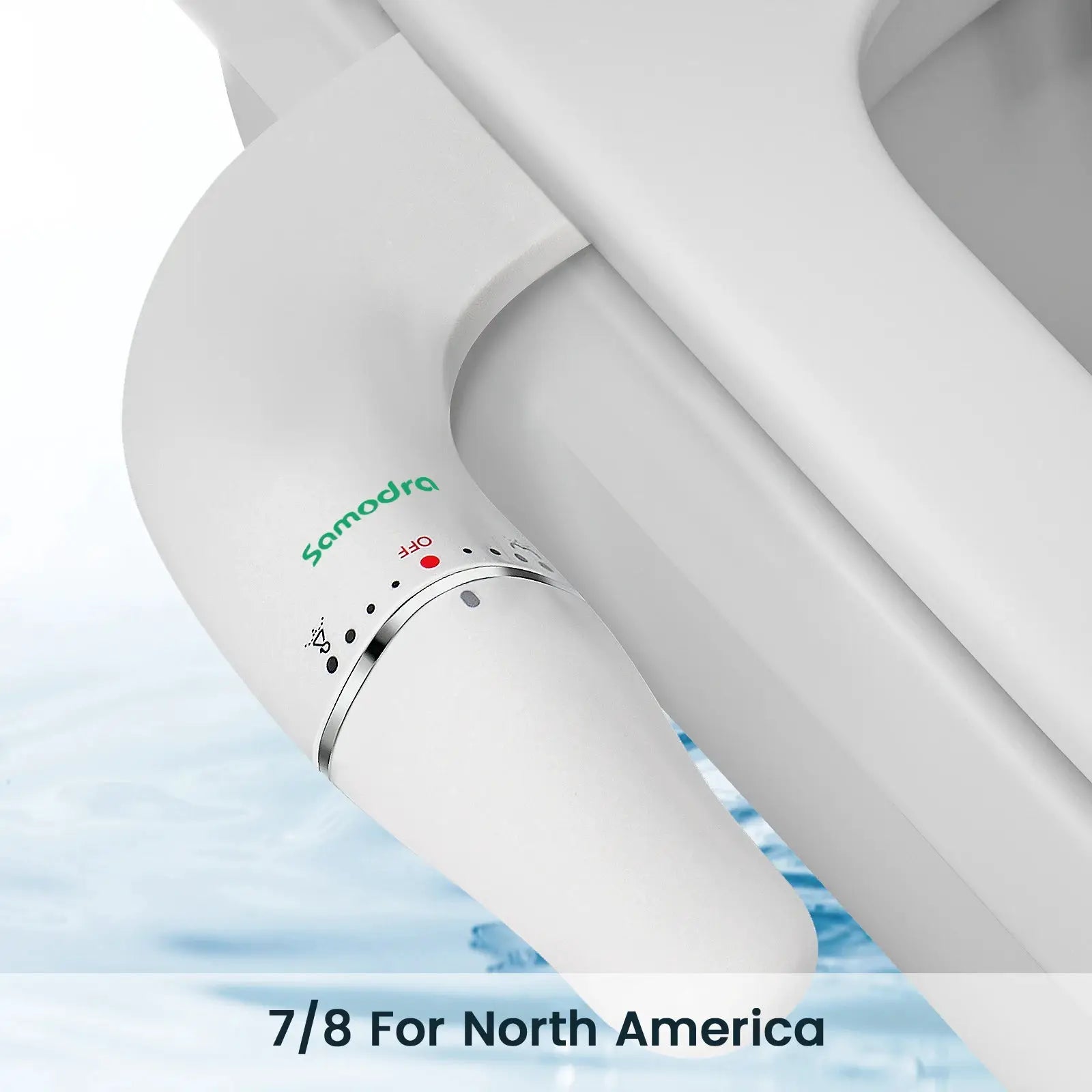 Samodra ultra-slim bidet attachment for toilet seat, white with dual nozzles and adjustable water pressure