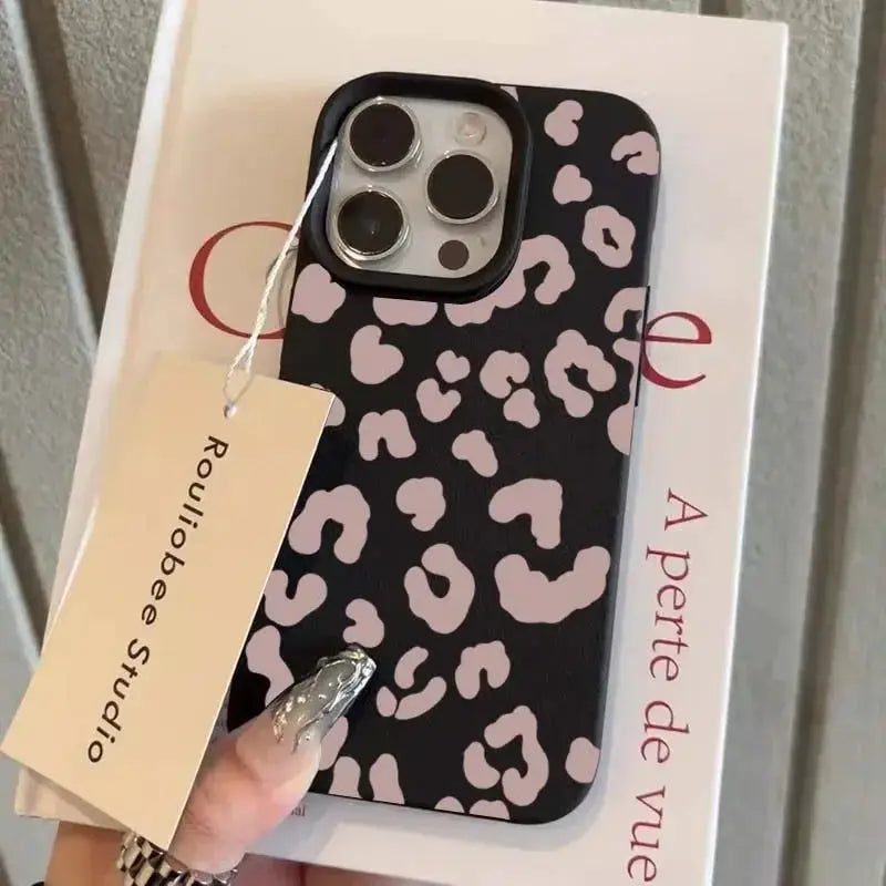 AuroraGuard Leopard Print Lichee Textured TPU Case For iPhone 11 To 16 Pro Max XR XS Lightweight Minimalist Protection