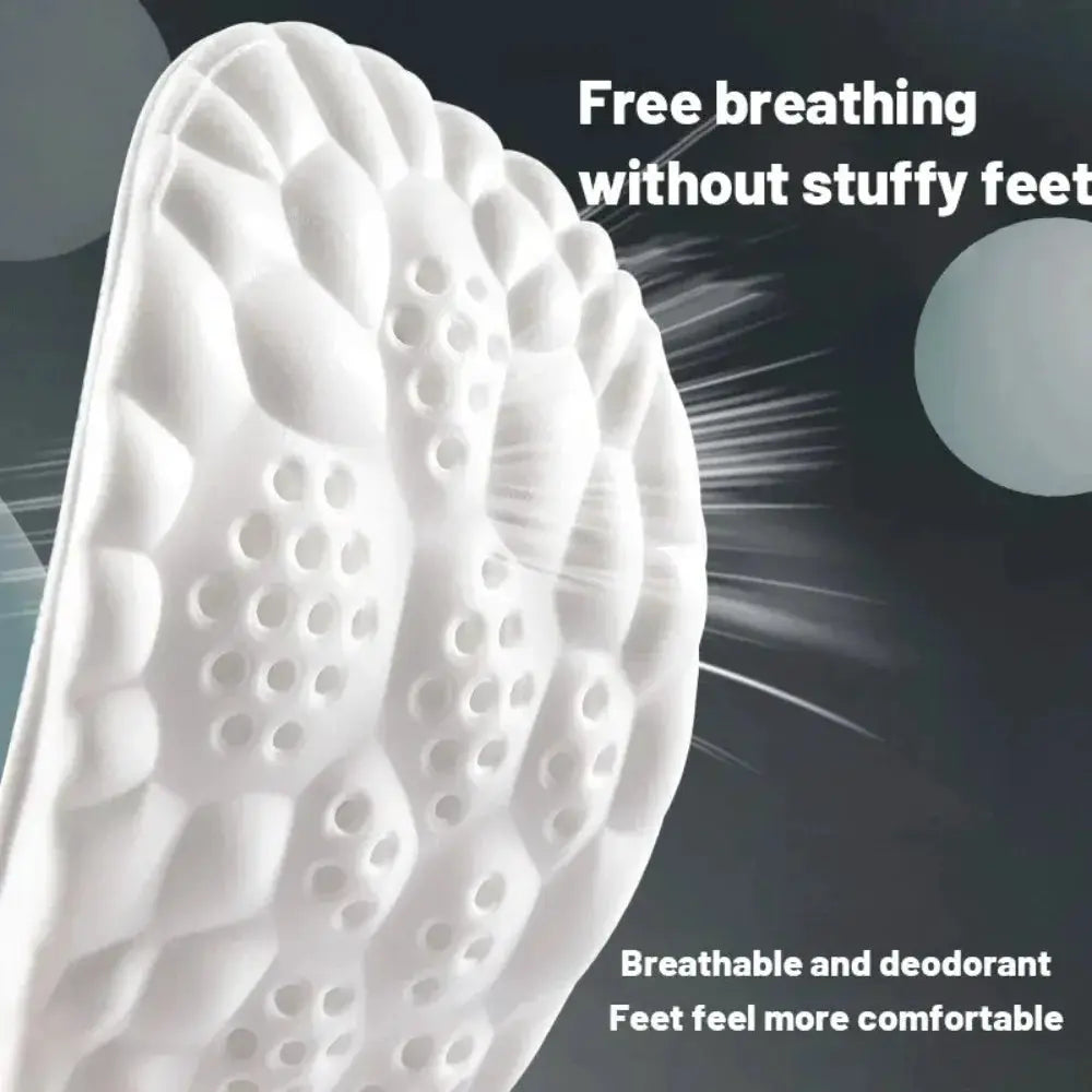 4D Elastic Shock Absorption Insoles For Running And Sports Breathable Bamboo Anti Bacterial Odor Control Universal Fit