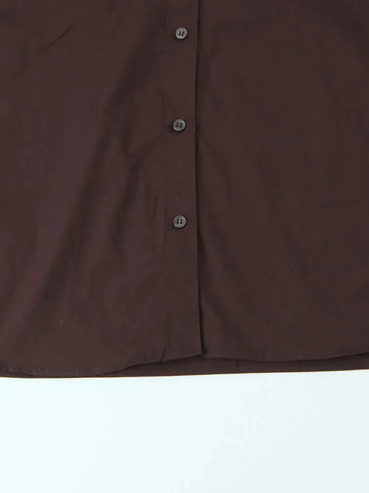 NLZGMSJ women's brown button-front shirt by Simples Market