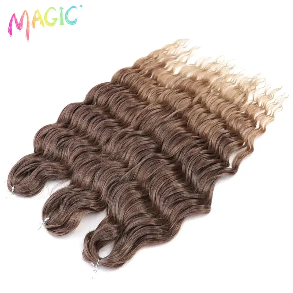 Anna synthetic hair extensions, 24-inch water-wave ombre blonde bundles by Simples Market