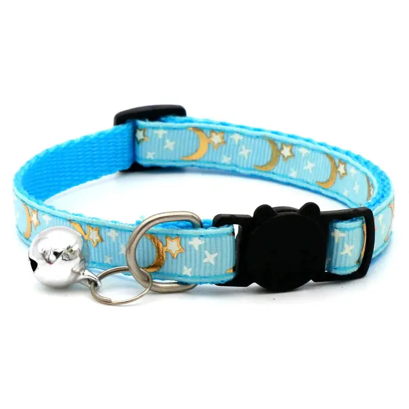 Cartoon Star Moon Cat Collar With Bell Adjustable Breakaway Safety Necklace For Cats And Small Dogs