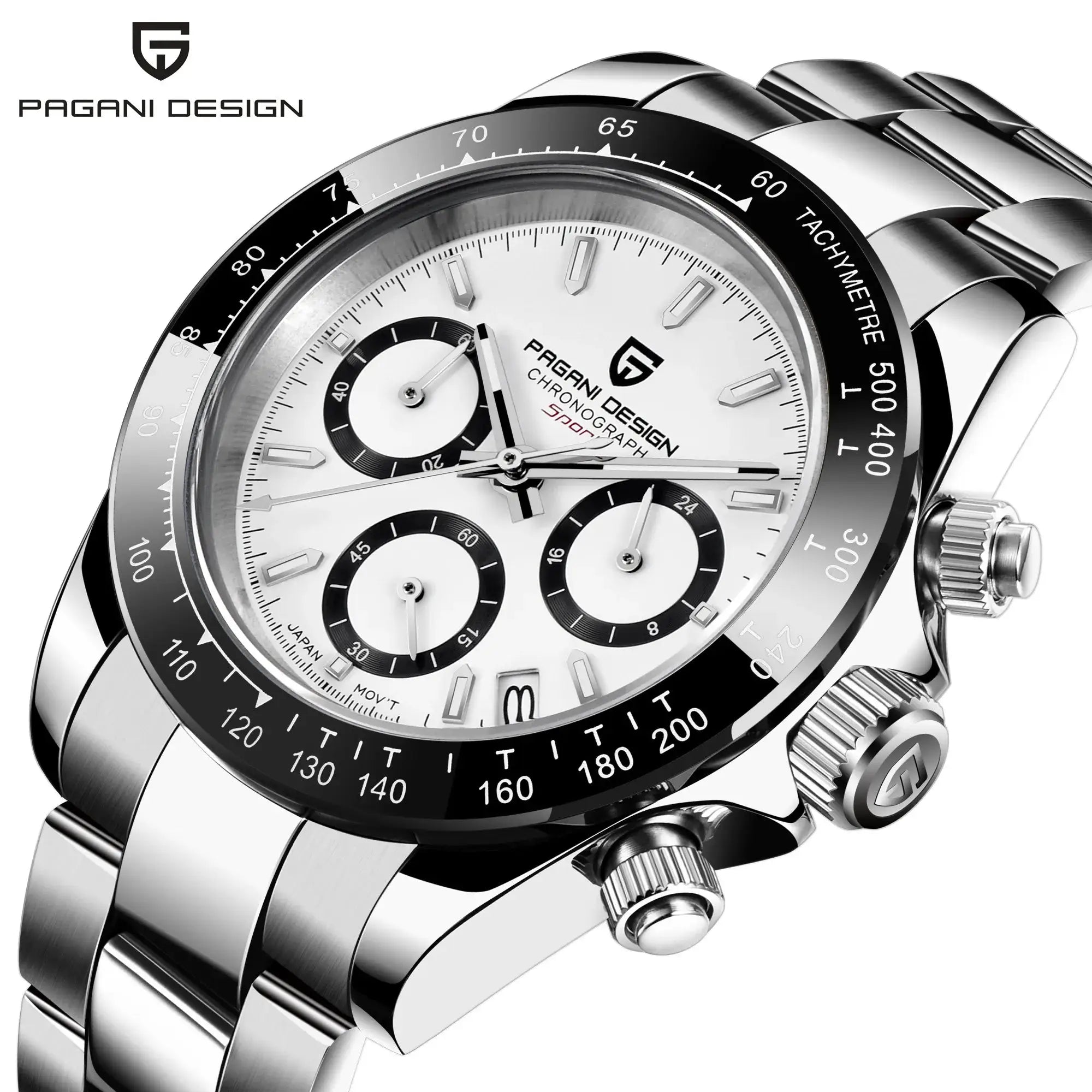 Pagani Design PD1644 men's VK63 quartz chronograph watch with sapphire glass and stainless steel, 100m water resistant