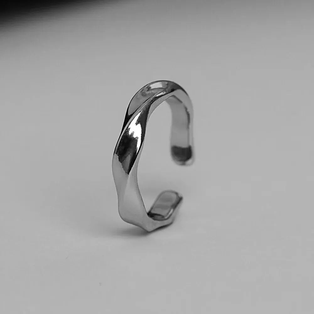 Mobius Wave Ring Silver Alloy Open Ring For Women And Men Retro Minimalist Jewelry Trend Accessory
