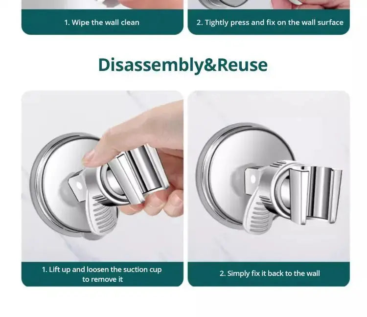 Simples Market chrome adjustable shower head rack with suction cup mount for handheld shower