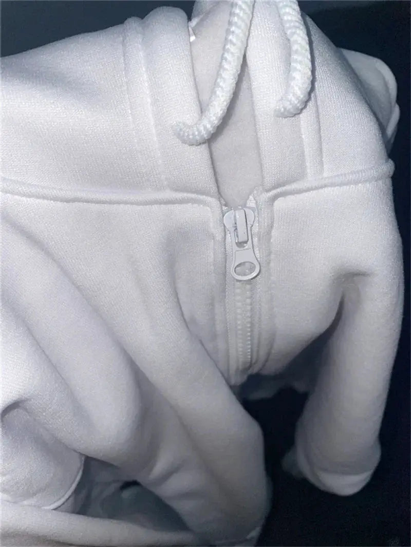 Unisex Zipper Hoodie Fleece Sweatshirt Long Sleeve Hooded Casual Campus Streetwear Sportswear High Quality