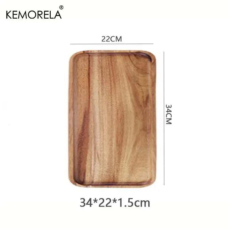 KEMORELA Acacia Wood Coffee Tray Gongfu Tea Tray Serving Tray For Coffee Tea Desserts Candies Decorative Wood Tray