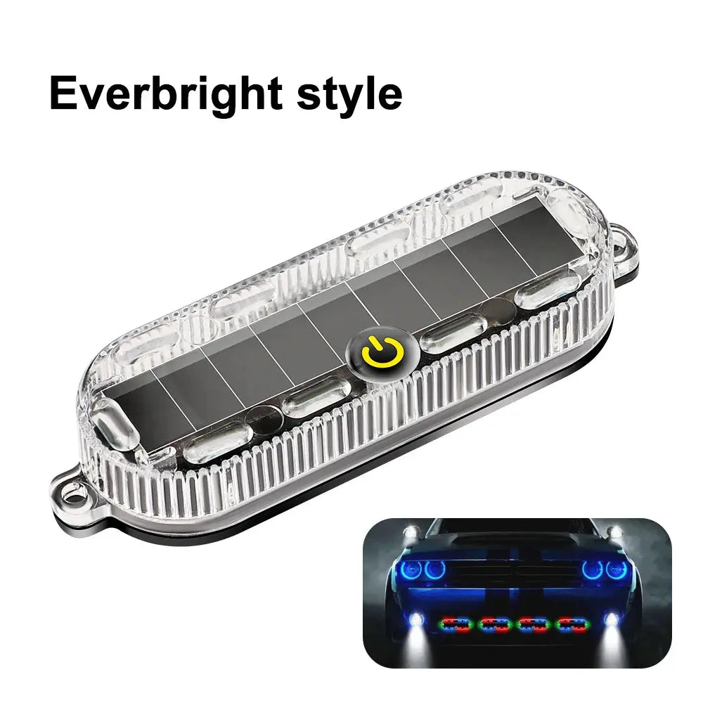 Solar LED Warning Light Strobe Flashing Safety Beacon For Motorcycles Cars Bicycles Anti Theft Auto Parking Rear Light