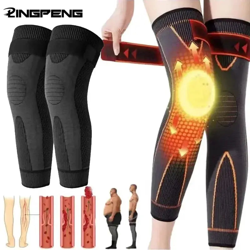 Non Slip Knee Pads With Elastic Long Leg Sleeve Bandage Pressurized Support For Running Sports Warm Leg Protection