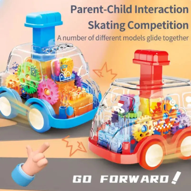Transparent Gear Car Toy With Inertia Pull Back Action For Kids Boys And Girls Battery Free Educational Gift