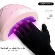 GlamNail Fingerless UV Gel Nail Gloves Shield For Safe Manicures Under LED Lamps Protecting Skin
