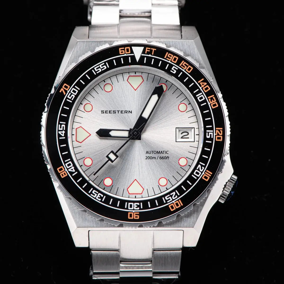 SEESTERN SUB600T V3 automatic diving watch with ceramic bezel and stainless steel bracelet with luminous hands