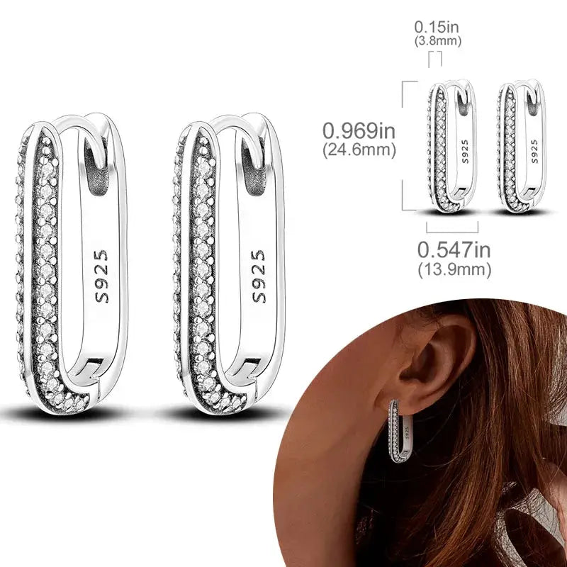 925 Sterling Silver Hoop Earrings Hypoallergenic Zirconia Hoops For Women Girls High Quality Fashion Jewelry