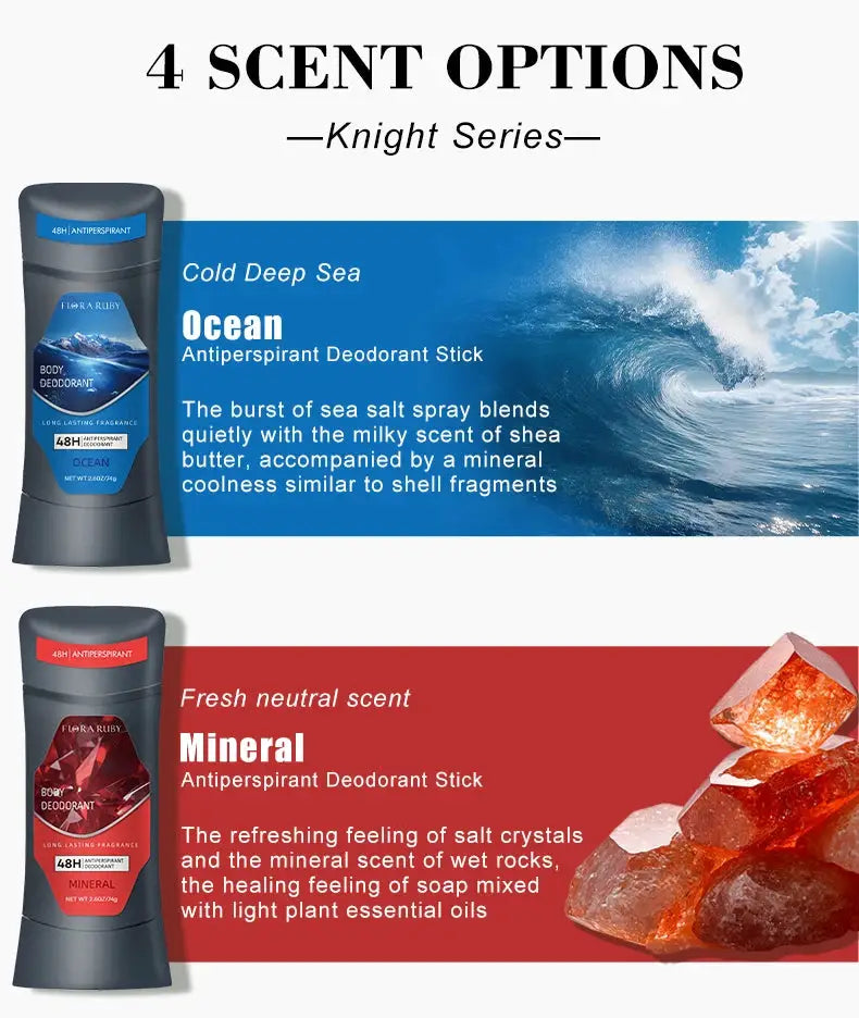 Two Simples Market antiperspirant deodorant sticks, Ocean and Mineral variants (blue and red), 74g each.