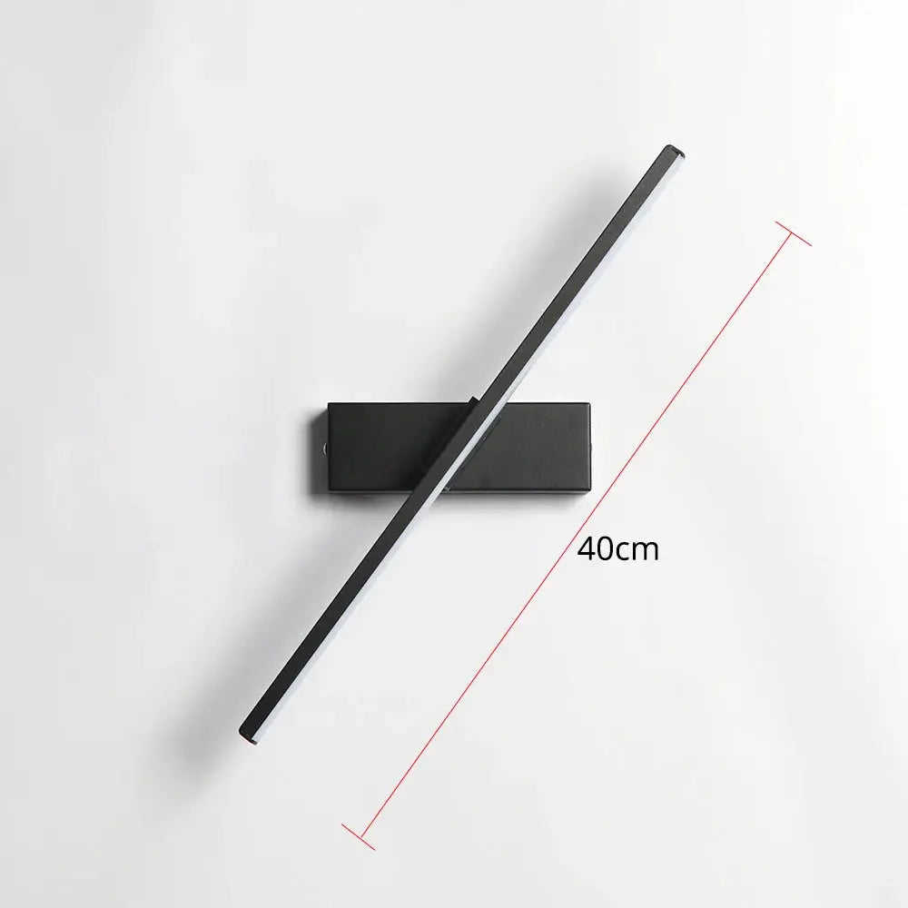 Bedroom bedside wall light, black aluminum LED fixture with 330° rotatable bar