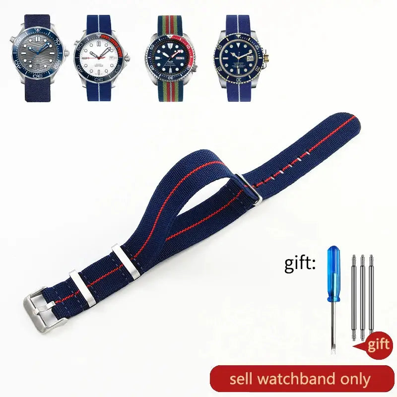 60's French Army Watch Strap for Nylon Watchband for Rolex Seiko Tudor Rolex Black Green Water Ghost Omega Woven Watch Band