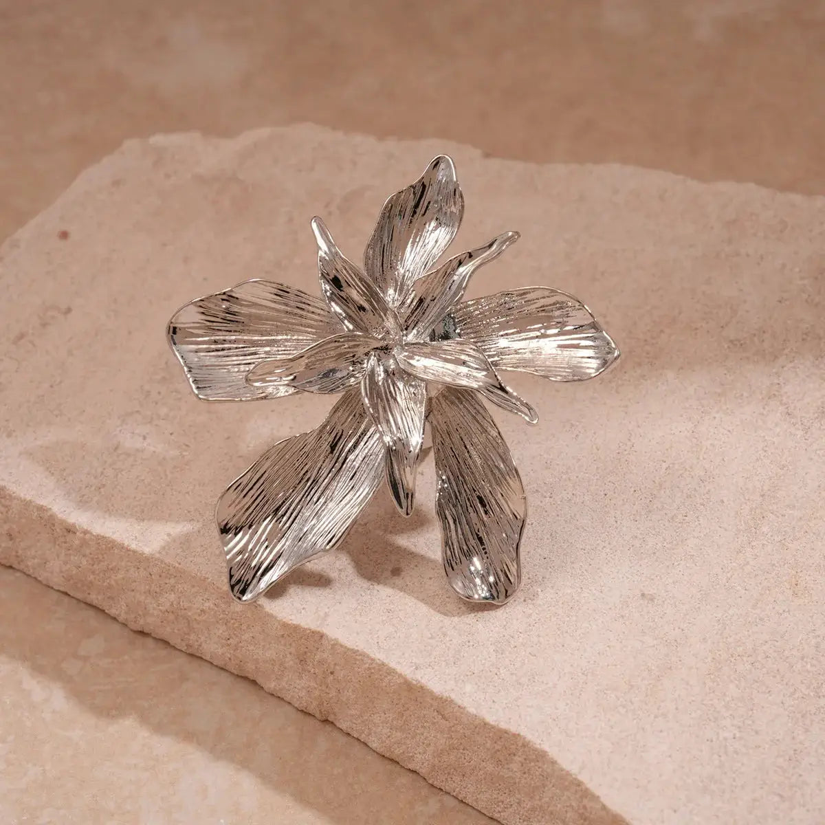 Exaggerated Bilayer Big Flower Ring For Women Open Adjustable Fashion Jewelry Wedding Birthday Gift