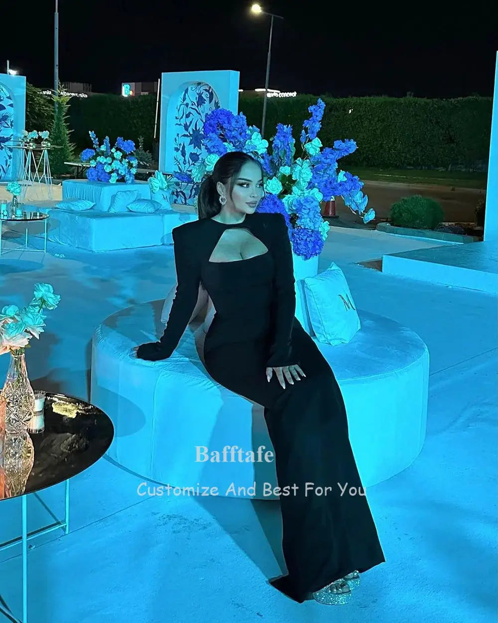 Mermaid Black Prom Dress With Long Sleeves Elegant Formal Evening Gown