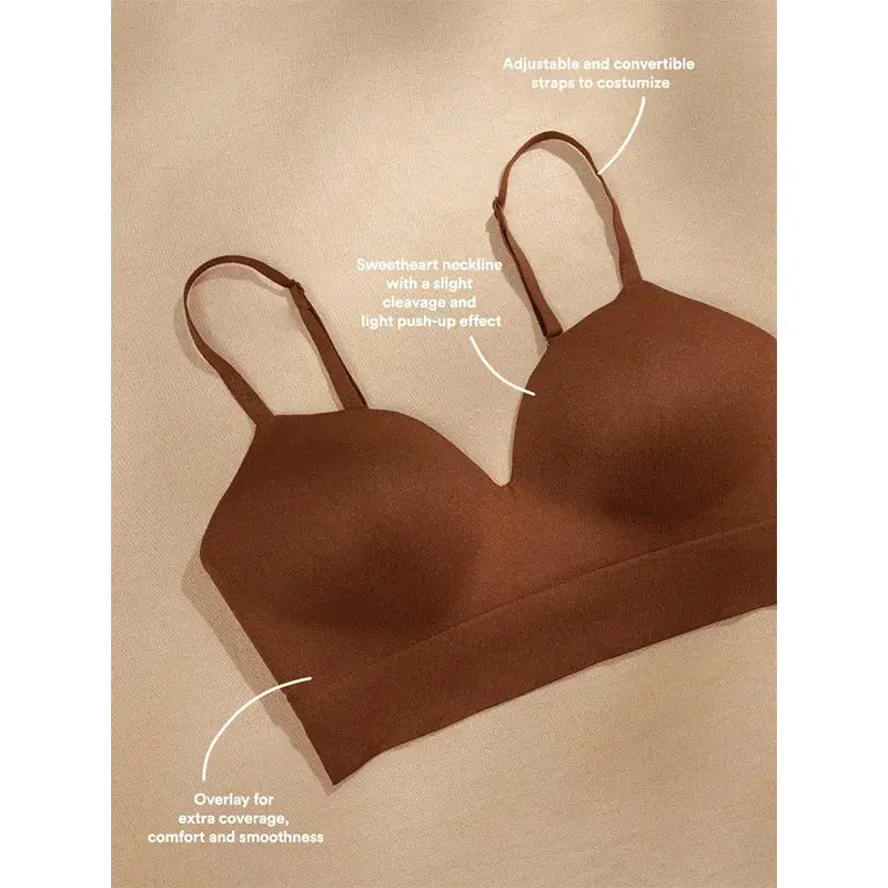 Women's body-shaping wireless bra by Simples Market in brown with adjustable straps