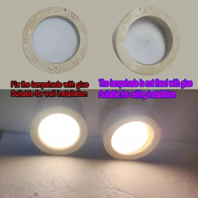Japanese Wabi Sabi Stone LED Ceiling Light, cream stone finish, Simples Market ceiling downlight for living room/bedroom.