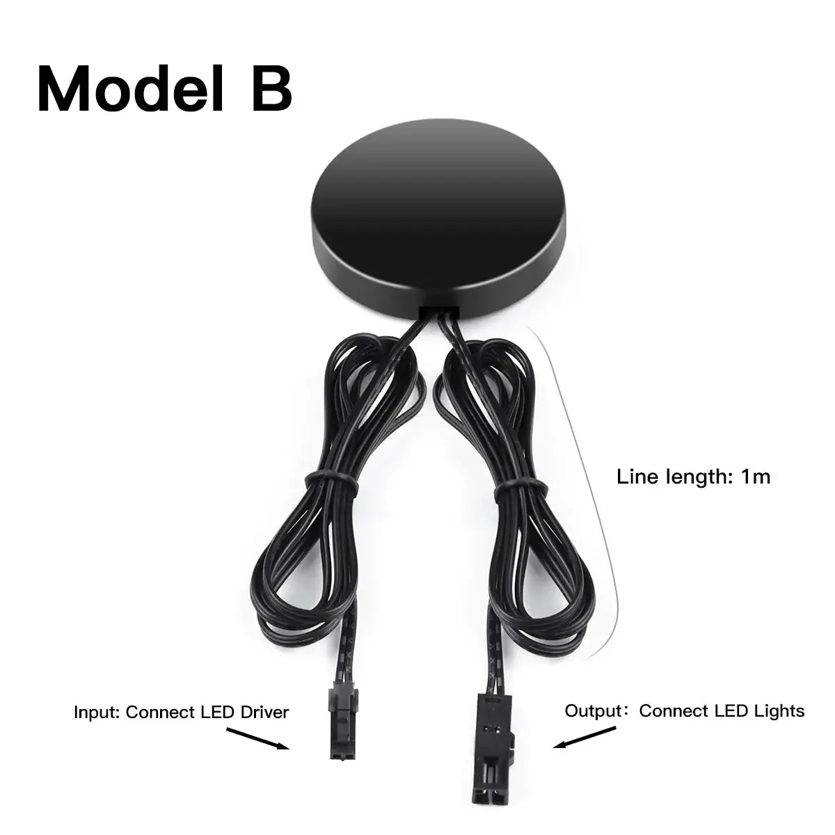 Model B round black touch LED dimmer with 1m cables for LED lights by Simples Market