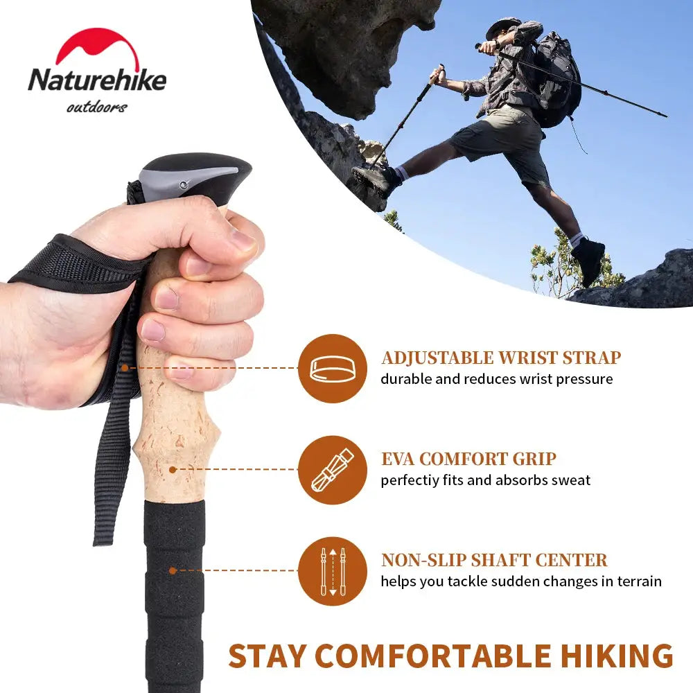 Naturehike Ultralight Carbon Fiber Trekking Poles 2 Pack Folding Telescopic Walking Sticks For Hiking And Climbing