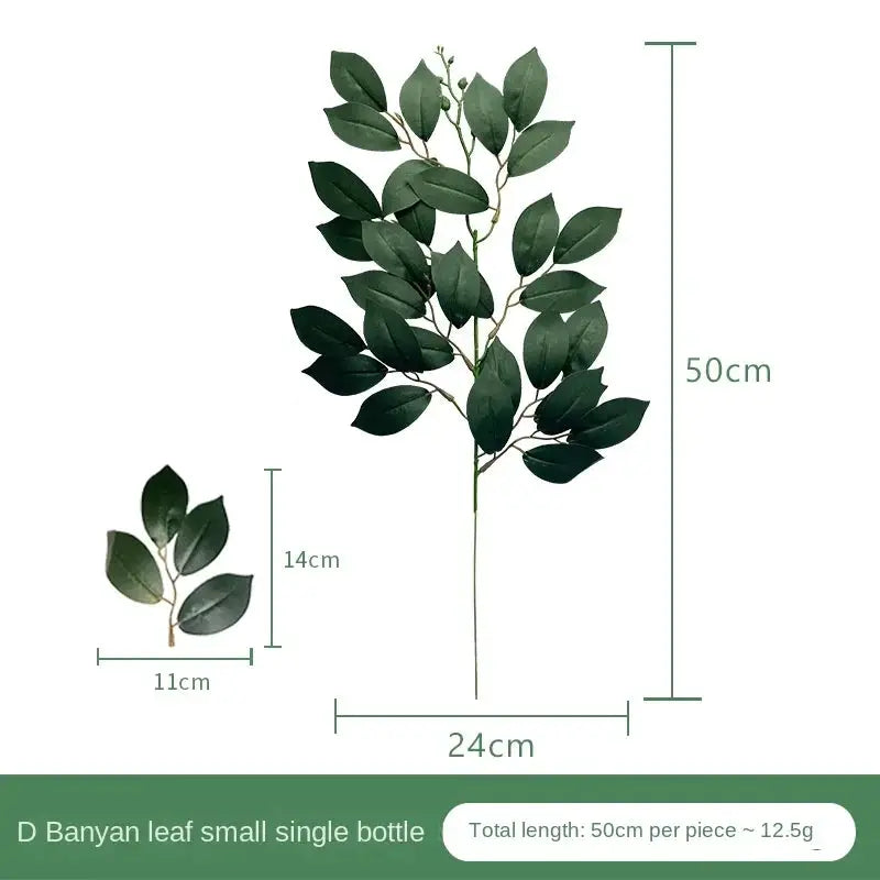 Simples Market artificial eucalyptus leaf stem; green foliage, 50 cm tall, 24 cm wide, 2-piece set with small sprig