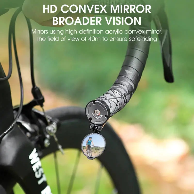 West Biking Universal Bike Rearview Mirror Adjustable Convex Mirror Rotating Handlebar End MTB Road Bike Accessory