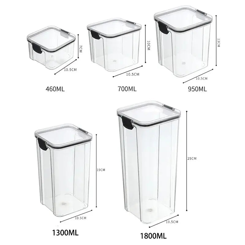 Sealed Jars Kitchen Storage Organizer Set Large Plastic Containers For Grains Spices Pantry Moisture Proof