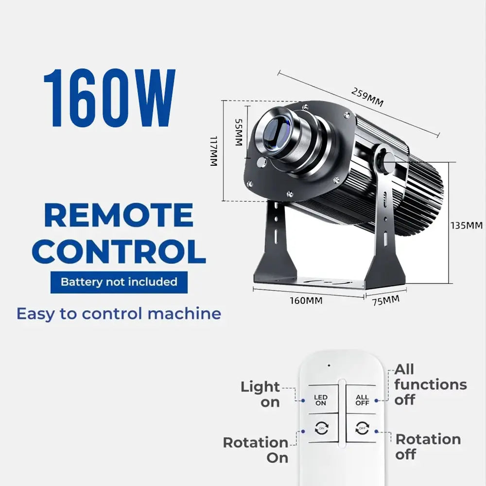 Custom Gobo projector light by Simples Market; 160W outdoor rotating LED logo spotlight with remote control