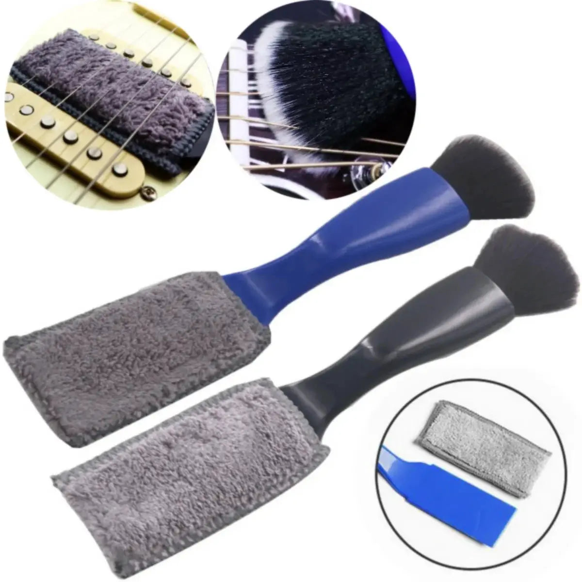 Double Head Guitar Cleaning Brush for Strings and Fretboard Care, Dust and Rust Prevention, Instrument Cleaning Tool