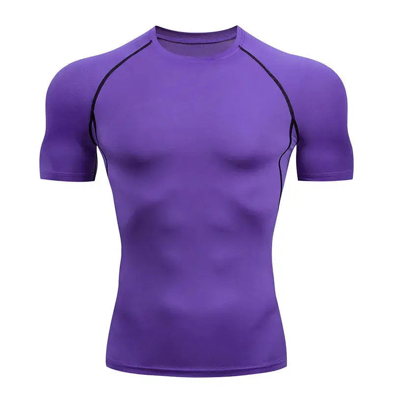 Mens Compression Running T Shirt Quick Dry Short Sleeve Rashguard Gym Sportswear