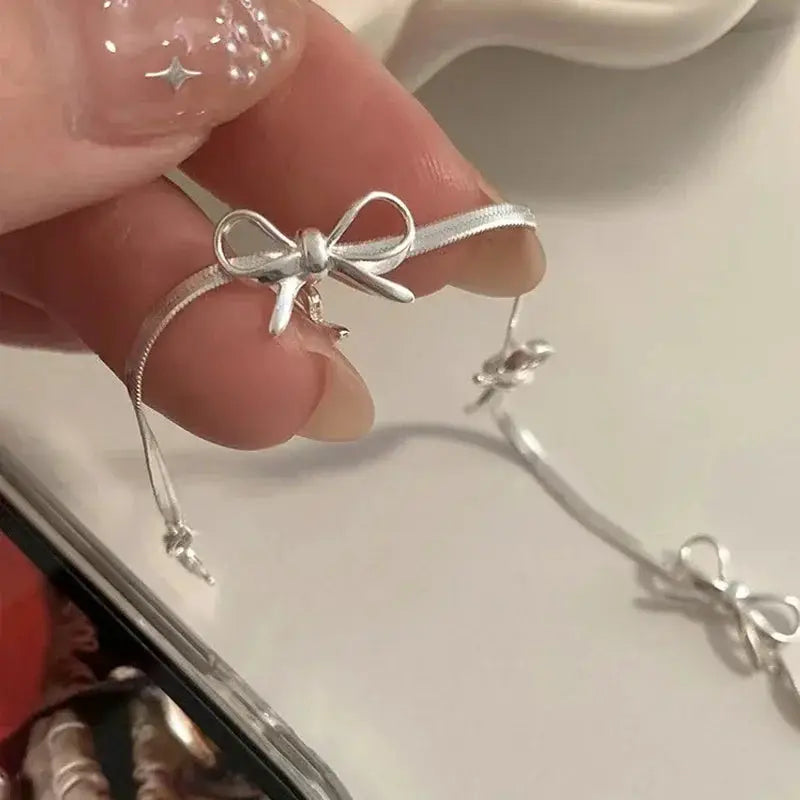 Lats Fashion Sweet Bow Bracelet For Women And Girls Sparkling Delicate Ribbon Bowknot Snake Chain Party Jewelry Gift