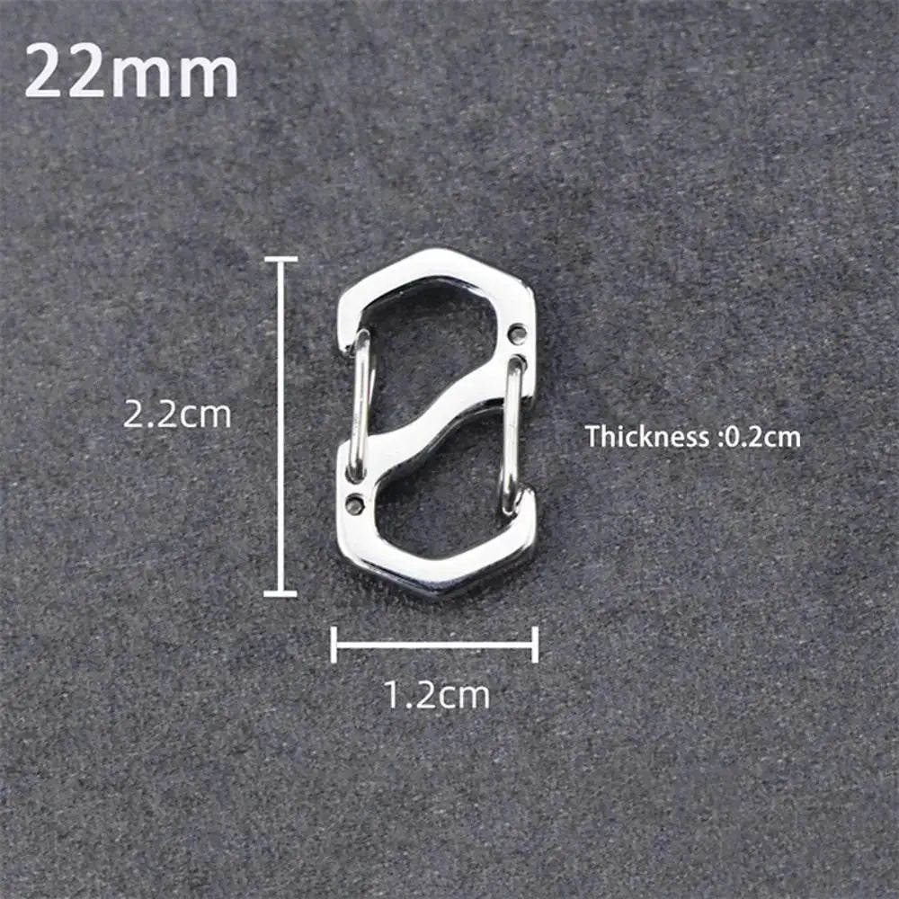 Stainless steel S-type lock carabiner, silver, 22mm size