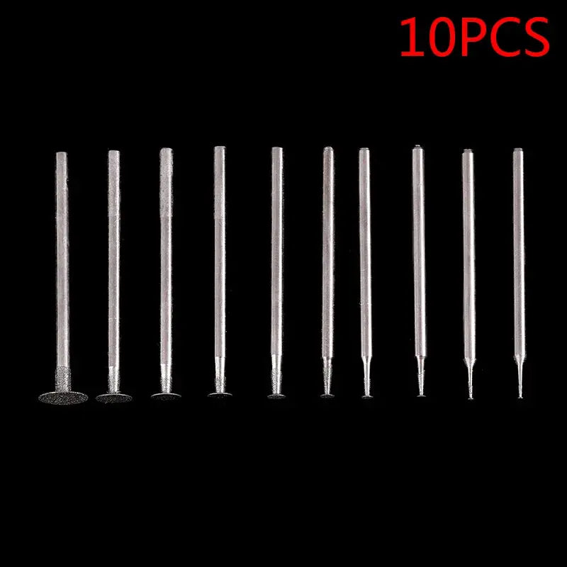 10 Pcs Ultra Thin T Head Diamond Grinding Bits 2.35mm Shank Mounted Points for Stone Jade Engraving Polishing Set
