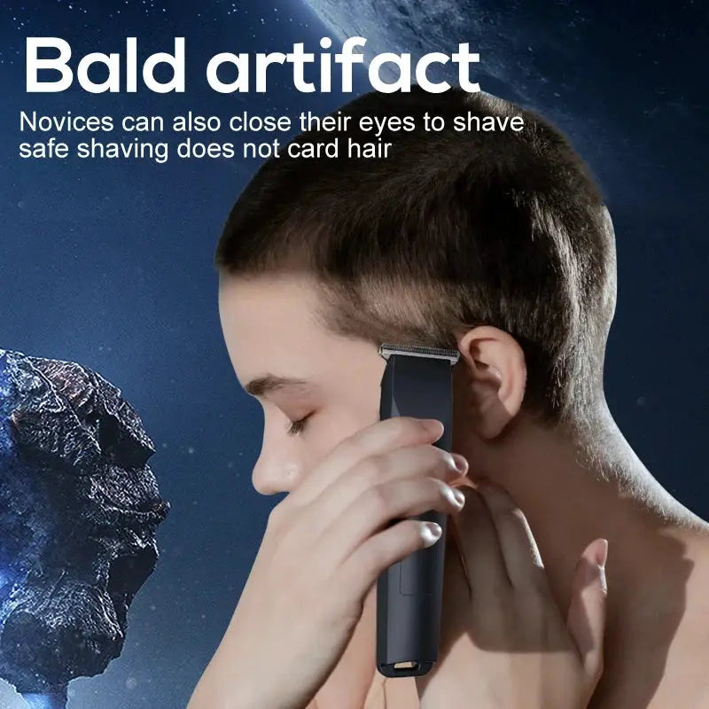 Beard trimming electric clipper with adjustable cutter head and USB charging, dark gray by Simples Market