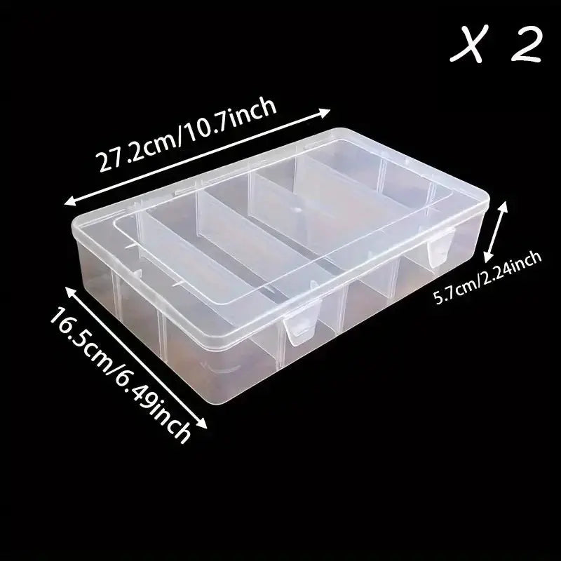 5-compartment transparent tool organizer box, clear plastic screw and accessory sorter, set of 2