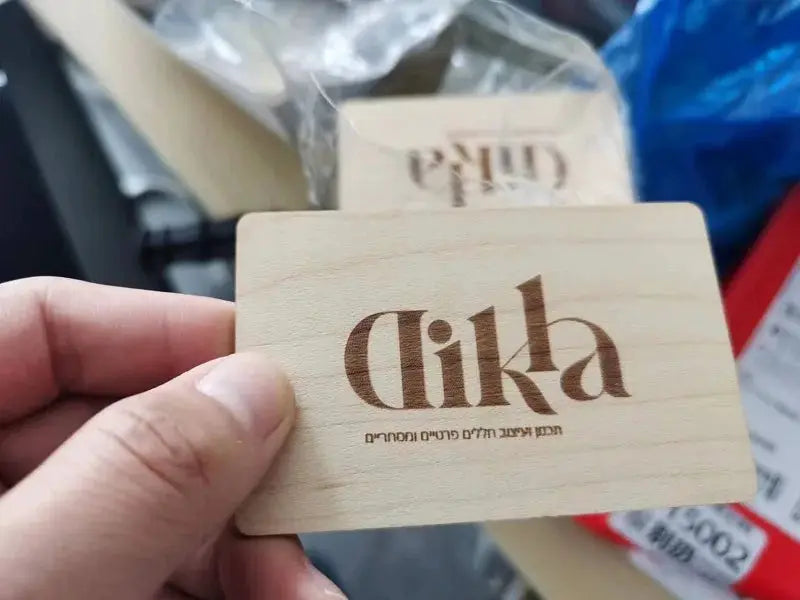 Dika wooden NFC card with laser-engraved logo; 13.56MHz RFID tag