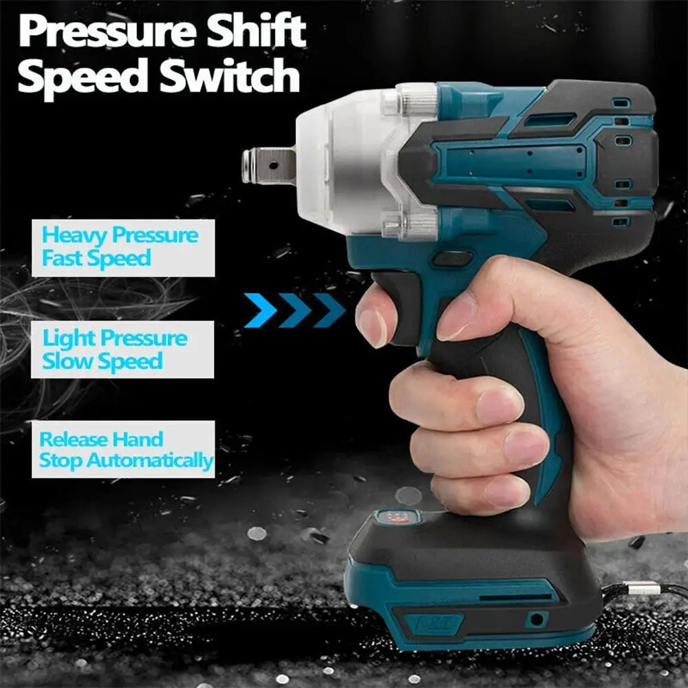 Half Inch 520 Nm Brushless Cordless Impact Wrench Kit With 18V Battery And Toolbox Set