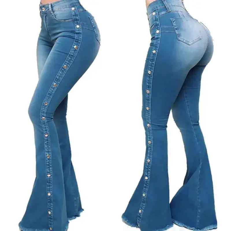 High Waist Stretch Denim Flare Jeans For Women Trousers Autumn 2024