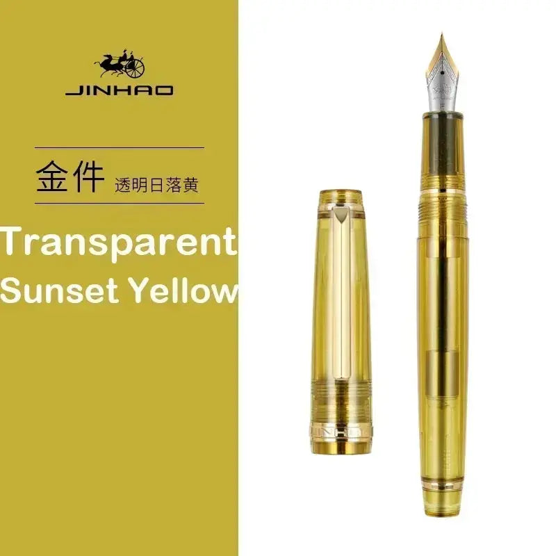 Jinhao fountain pen two-piece set in transparent Sunset Yellow with a gold nib, Simples Market.
